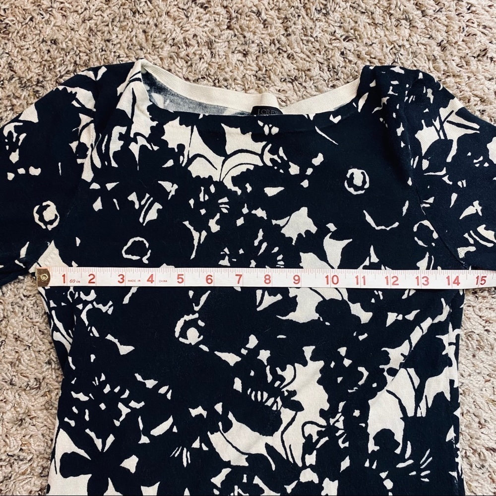 J Crew navy/cream floral 3/4 sleeve cotton dress~S - Picture 5 of 7